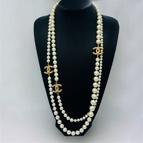 chanel pearls|authentic chanel necklace.